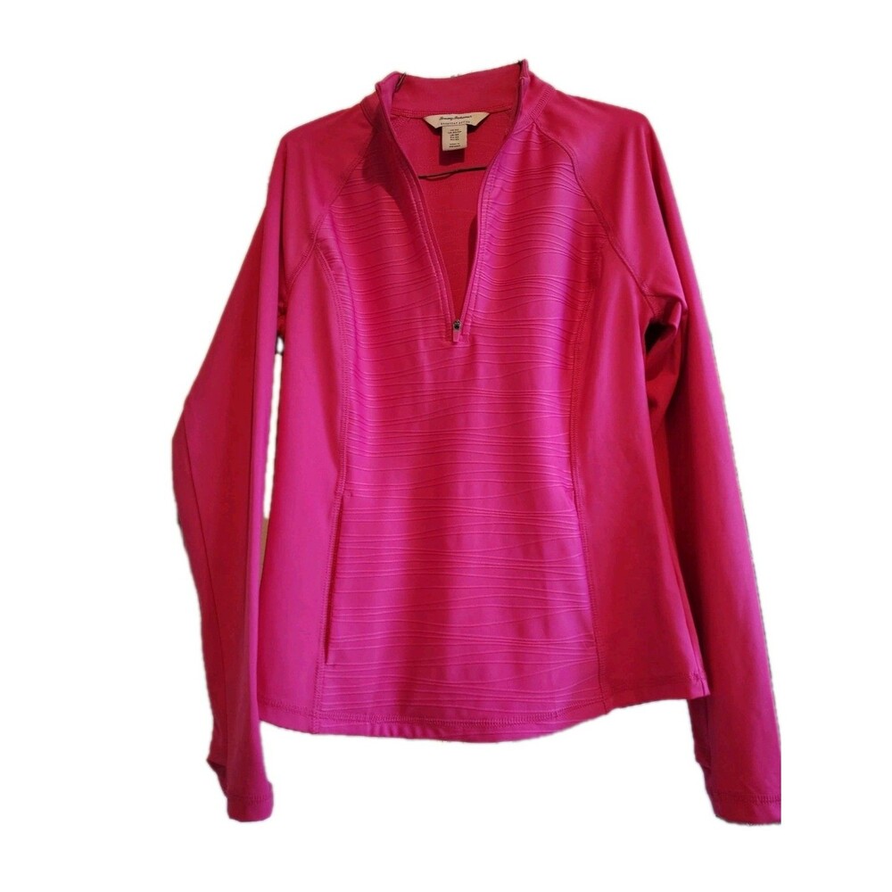 Tommy Bahama Womens Jacket Size L Large Pink Full Zip Sweater Cotton Outdoor
